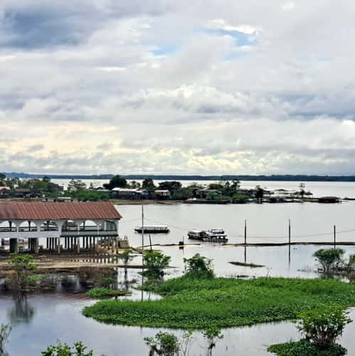 Flooded riverbank at Nanay bridge