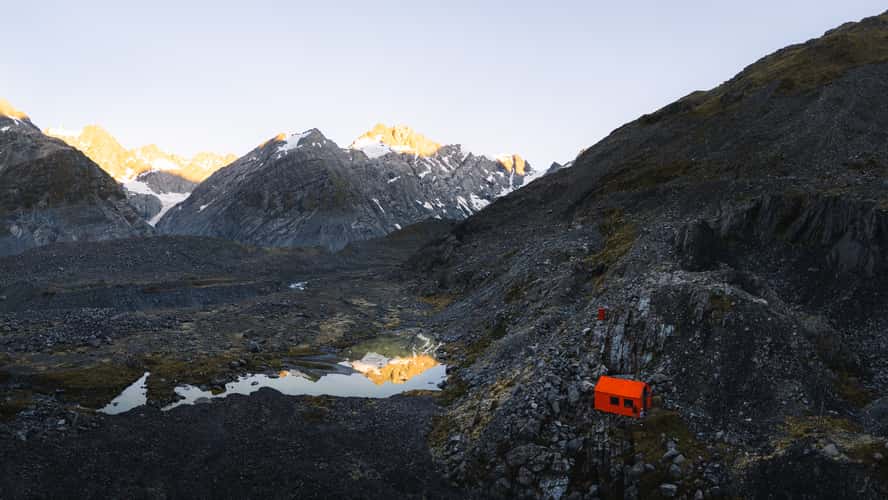 Godley Hut and Glacial Lake