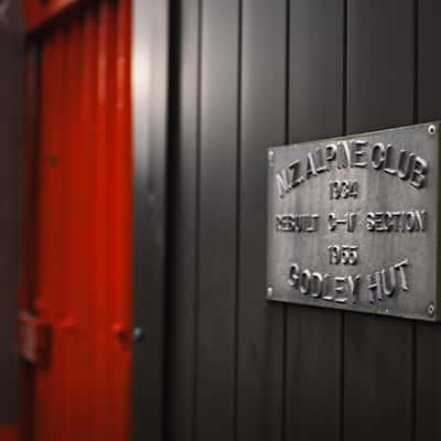 Godley Hut Sign, New Zealand