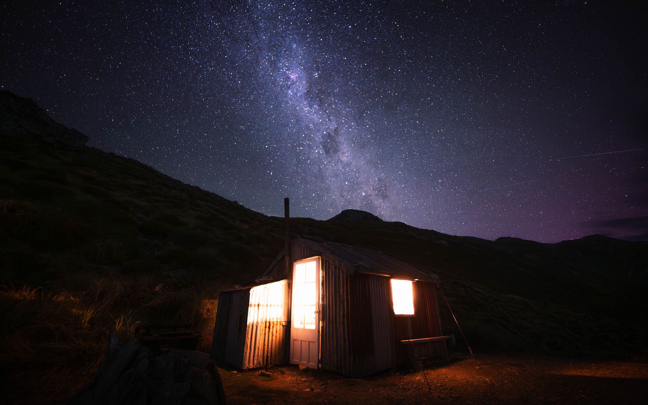 Heather Jock Hut (Night), New Zealand