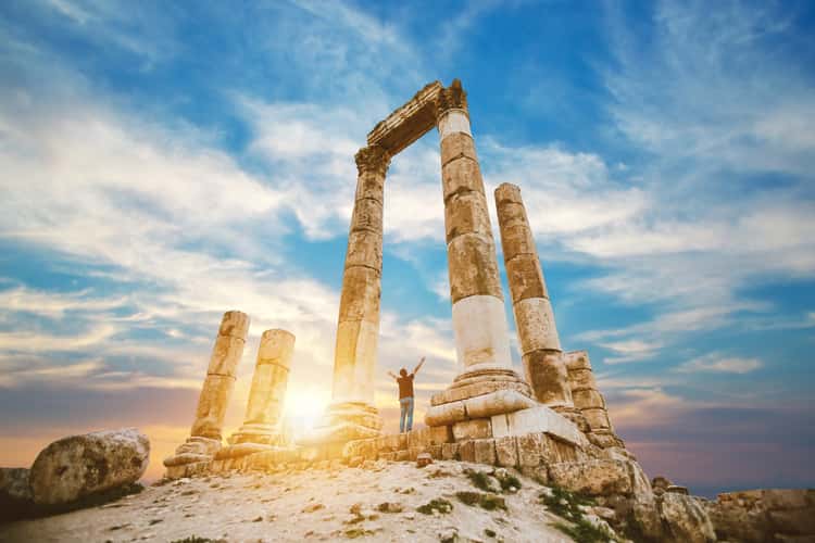 Jabal al-Qal'a in the Amman citadel in the sunset