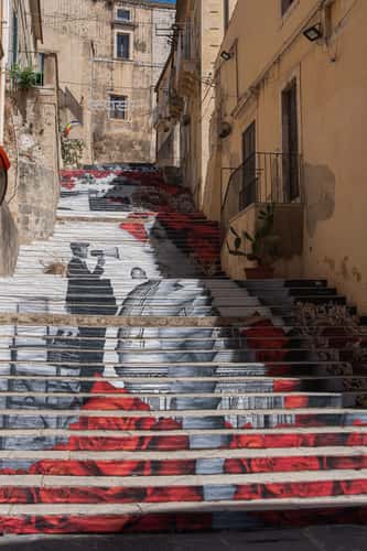 Street art, Photo stairs, Noto, Sicily