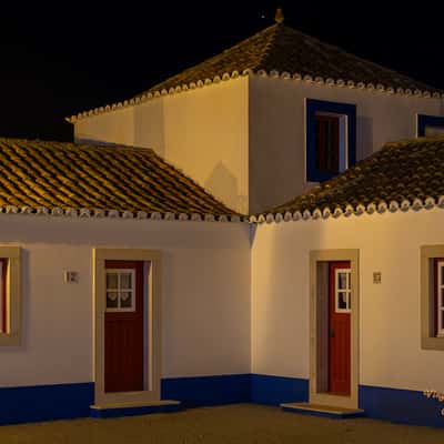 Traditional Alentejo Architecture at Night, Porto Covo, Portugal