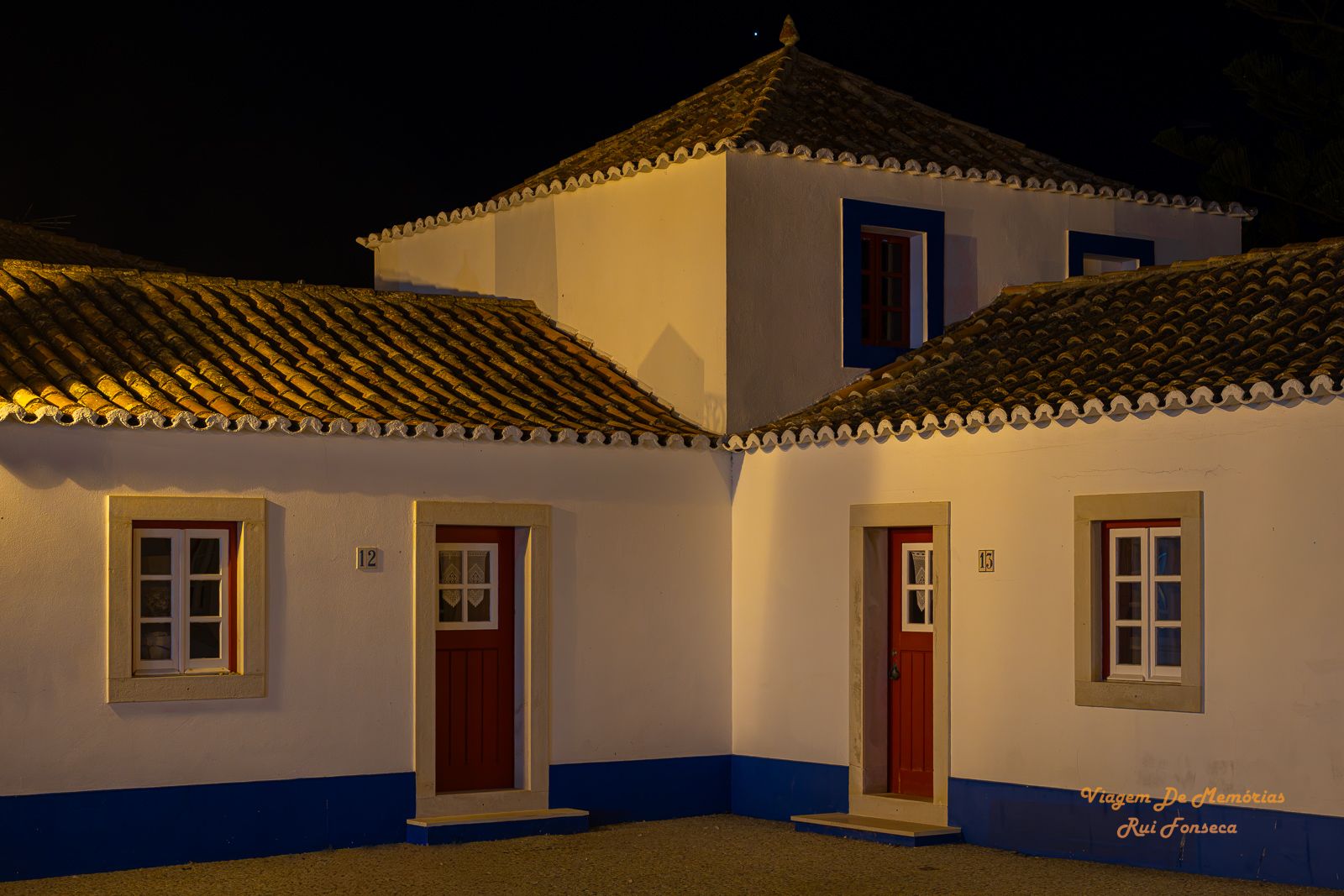 Traditional Alentejo Architecture at Night, Porto Covo, Portugal