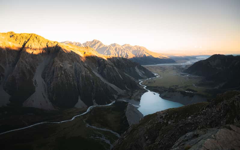 View to Mueller Lake near Sefton Bivouac, Mount Cook NP