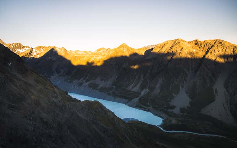 View to Mueller Lake near Sefton Bivouac, Mount Cook NP