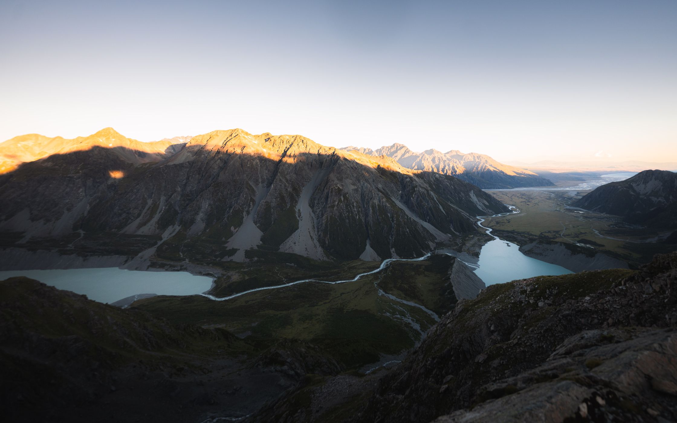 View to Mueller Lake near Sefton Bivouac, Mount Cook NP, New Zealand