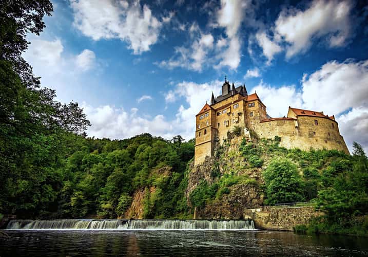 Kriebstein Castle from waterfall