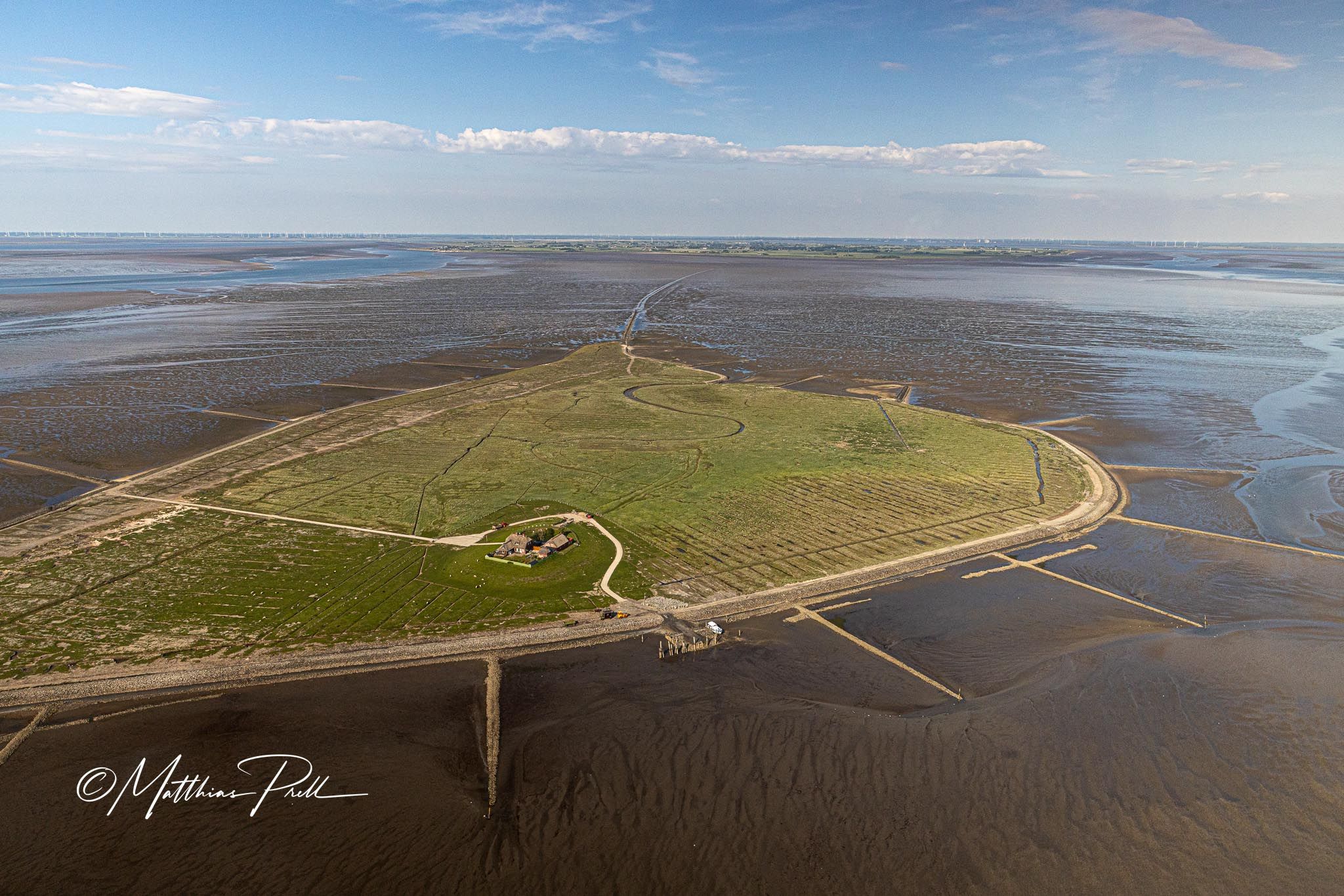 Hallig Südfall aus der Luft, Germany