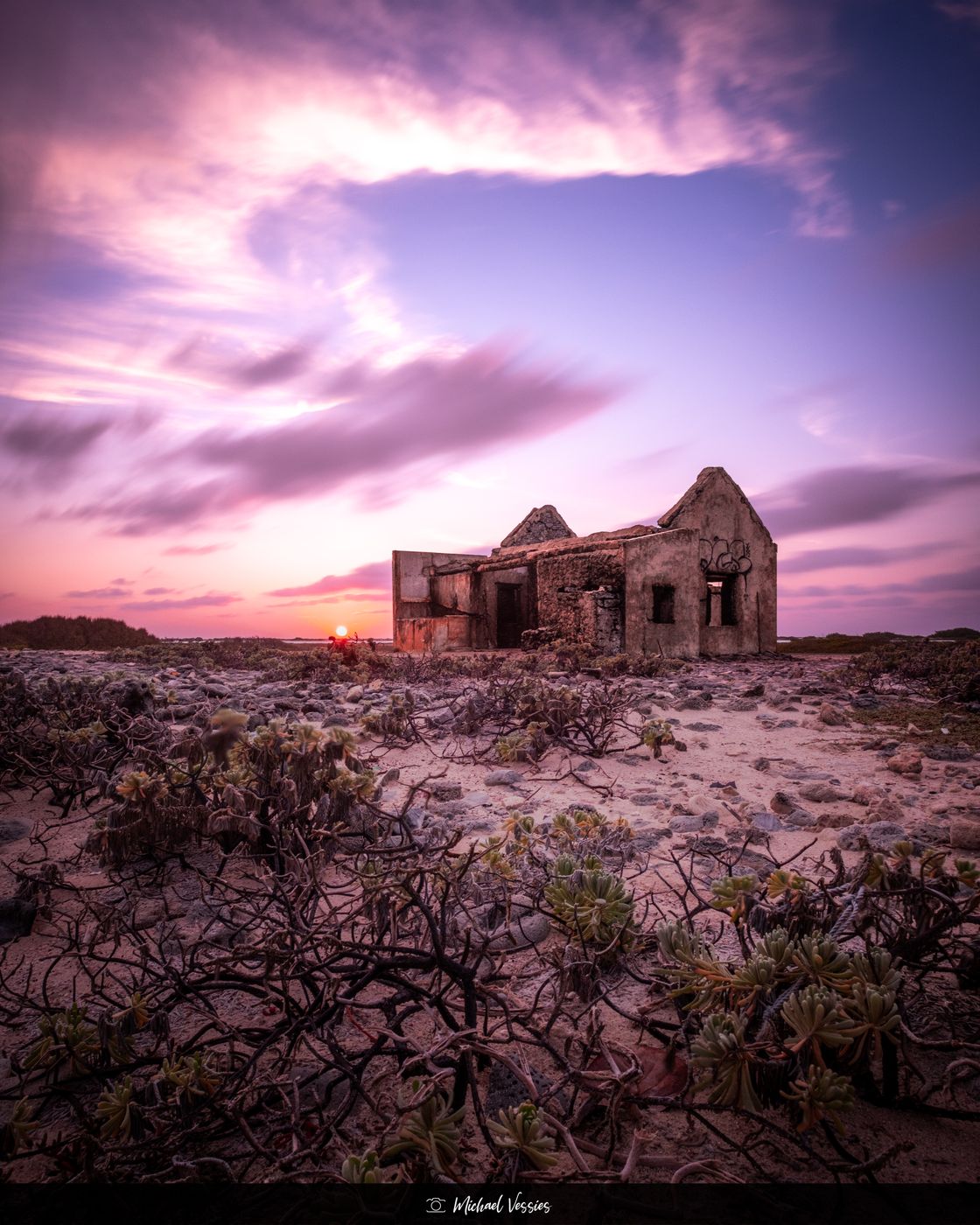 House ruins next to the Willems Tower, Bonaire, Bonaire
