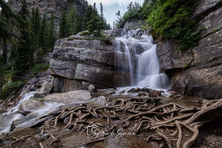 Small waterfall from Lake Agnes