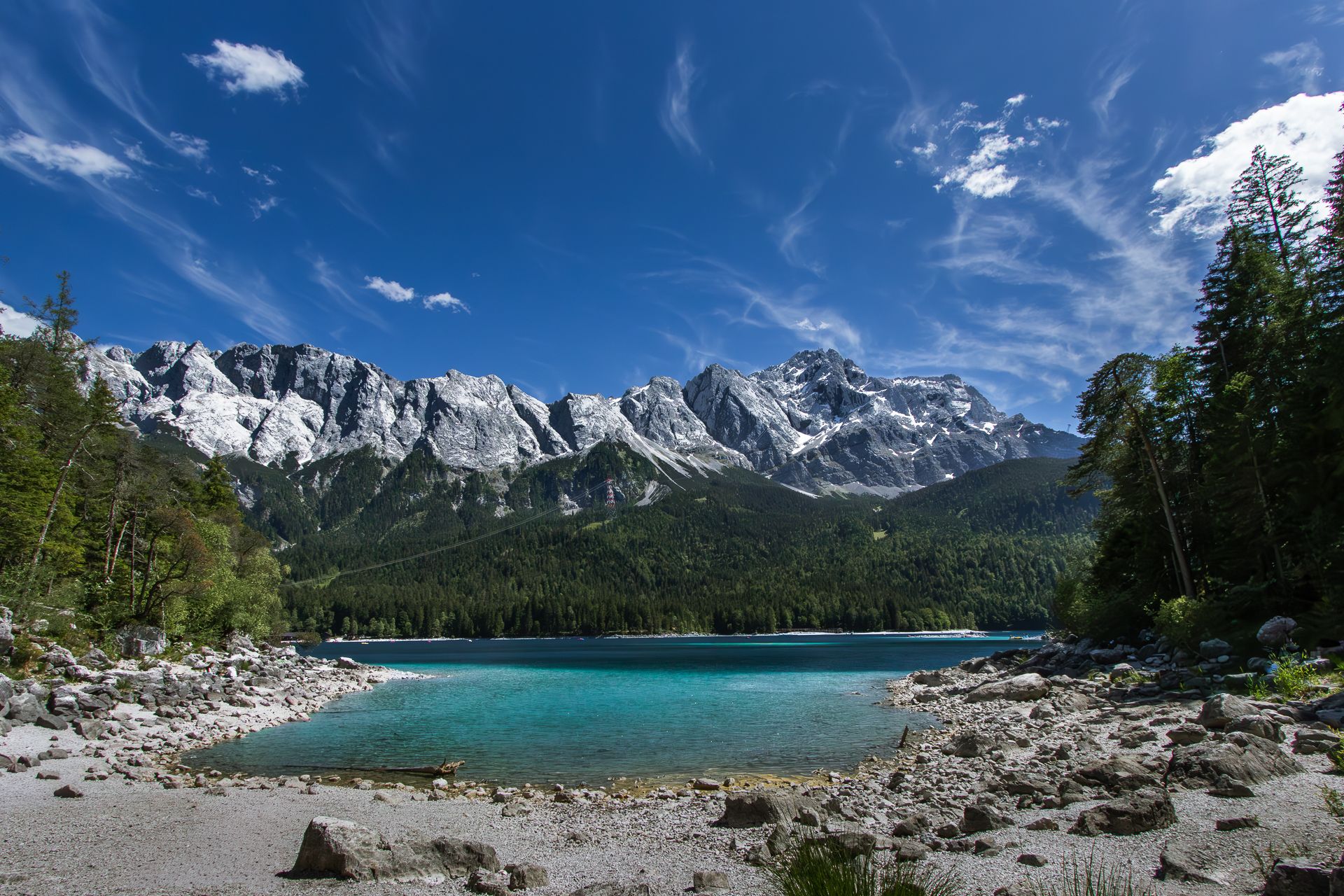 View over Eibsee to Zugspitze, Germany