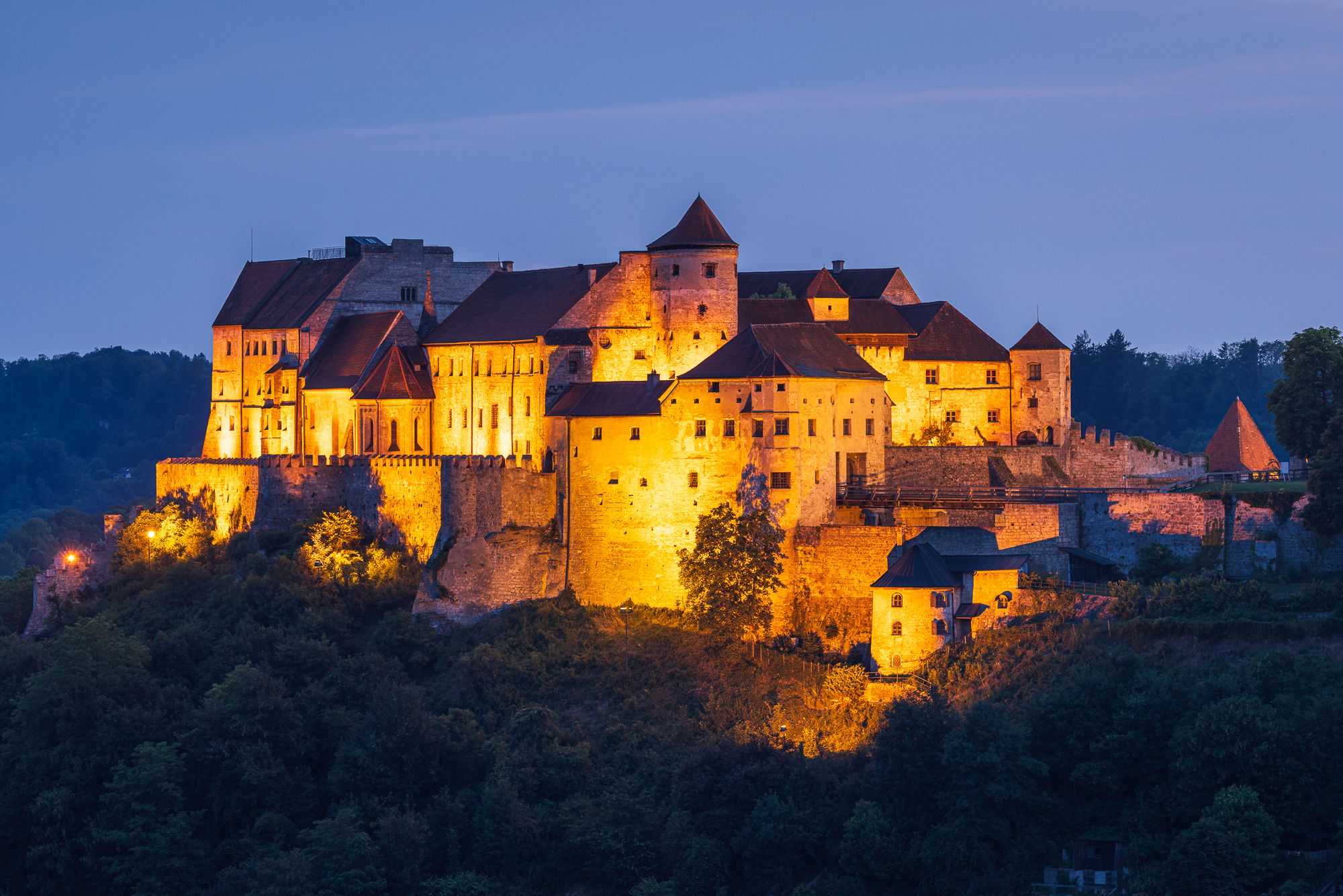 Altstadt & Burg von Burghausen (worlds longest castle) from Austrian viewpoint, Austria