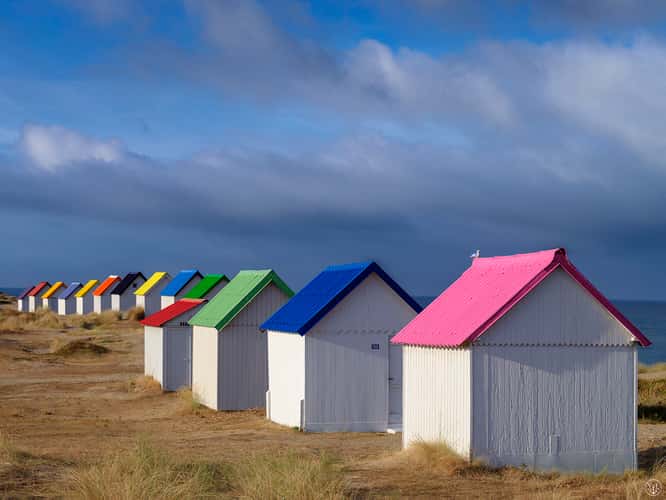 Beach cabins of Gouville sur Mer