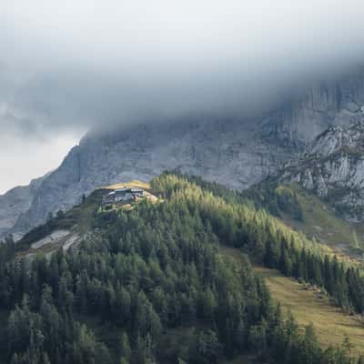 Blick auf die Alpen von der Rossfeld Panoramastrasse, Germany