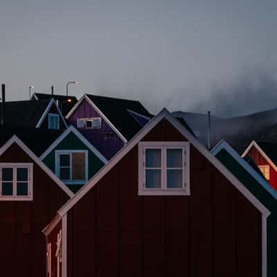 Blue hour in Ittoqqortoormiit, Scoresbysund, Greenland