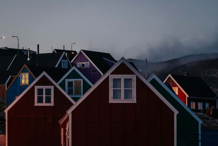 Blue hour in Ittoqqortoormiit, Scoresbysund