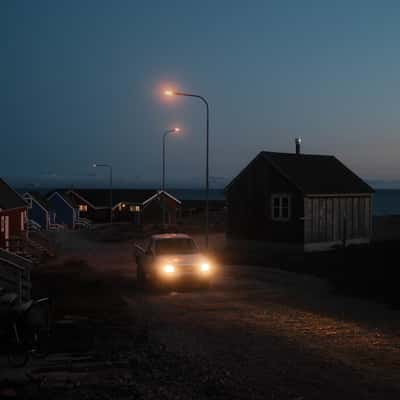 Blue hour in Ittoqqortoormiit, Scoresbysund, Greenland