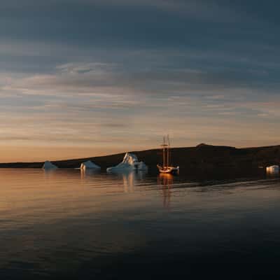 Charcot Havn from a sailing boat, Scoresbysund, Greenland