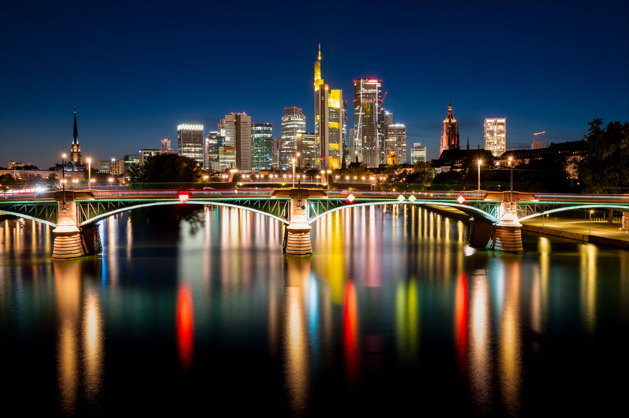 View from the Flößerbrücke, Frankfurt am Main, Germany