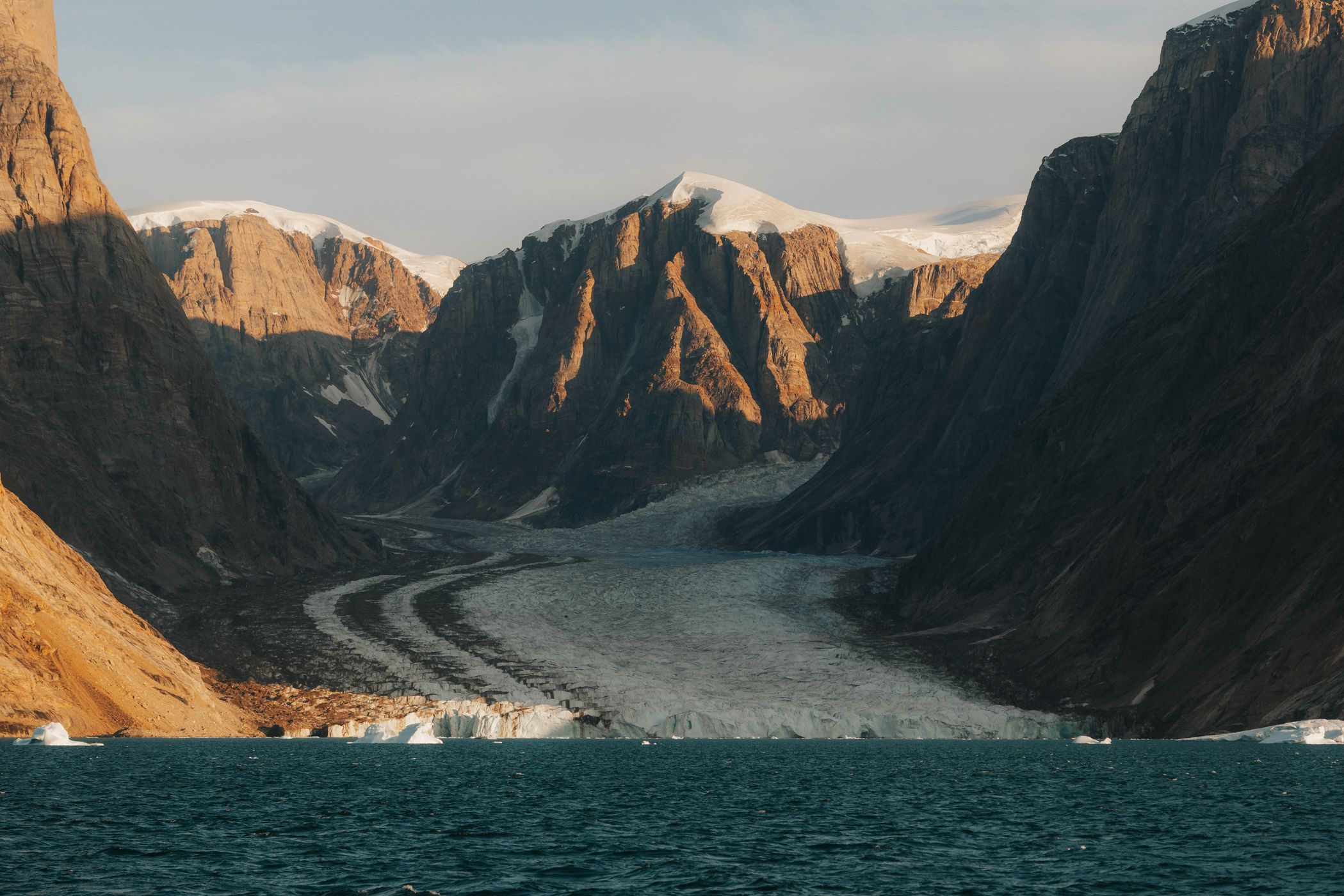 Glaciers and mountains in Øjford, Scoresbysund, Greenland