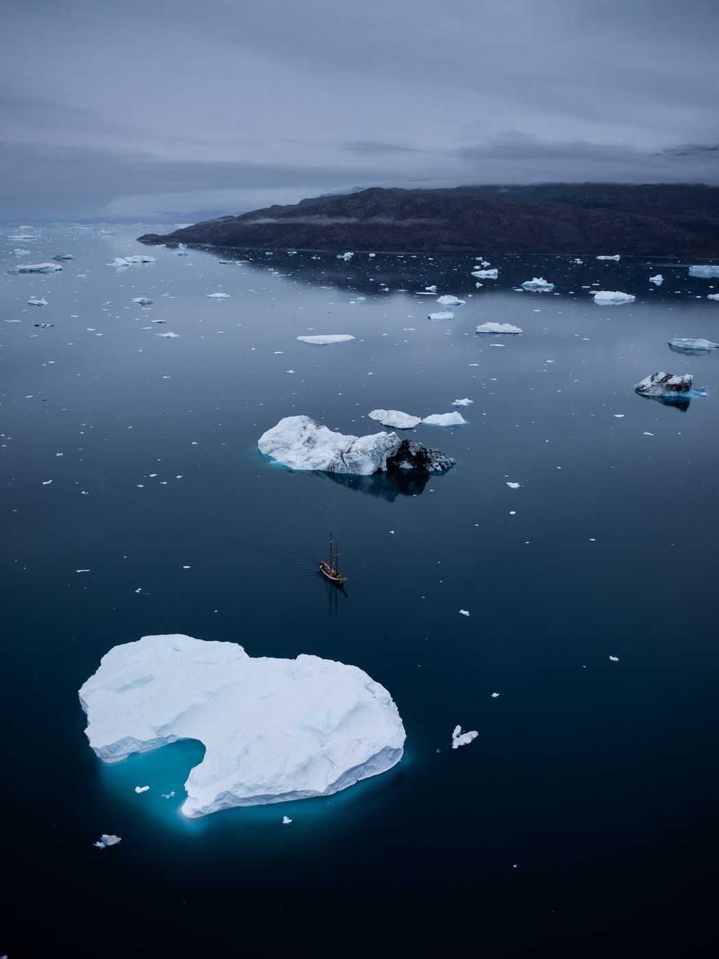 Iceberg channel in Rødefjord, Scoresbysund, Greenland