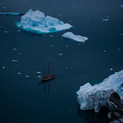 Iceberg channel in Rødefjord, Scoresbysund, Greenland