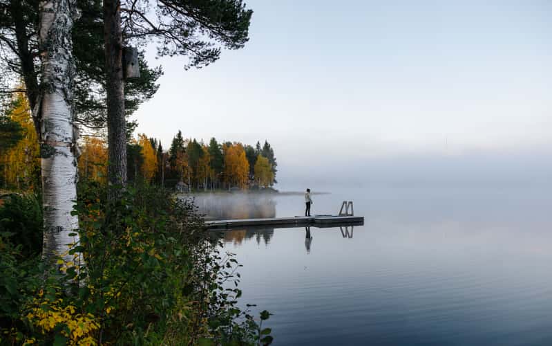 Jetty at shoreline, Pyhäjärvi, Pyhä-Luosto National Park