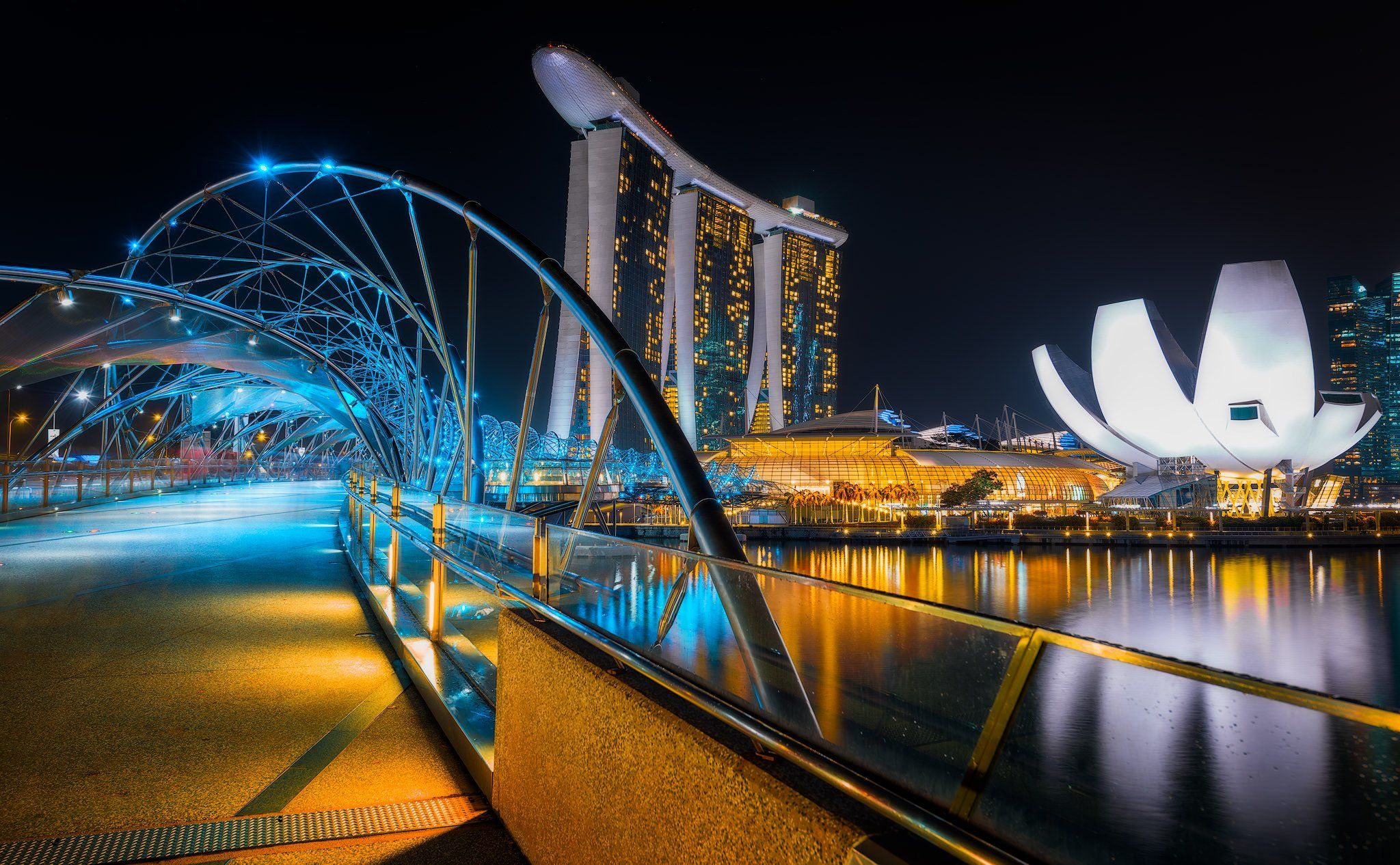 Marina Bay Sands with Helix Bridge, Singapore