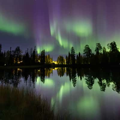 Northern lights reflection, Luosto-Pyhä National Park, Finland