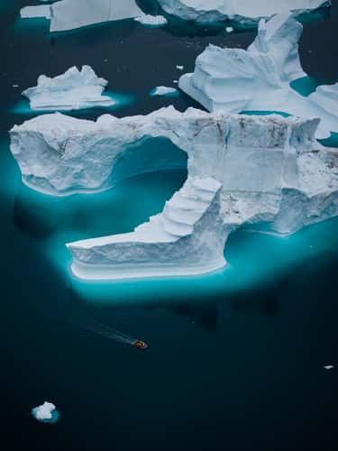 Røde Ø (Red Island) and iceberg graveyard, Scoresbysund