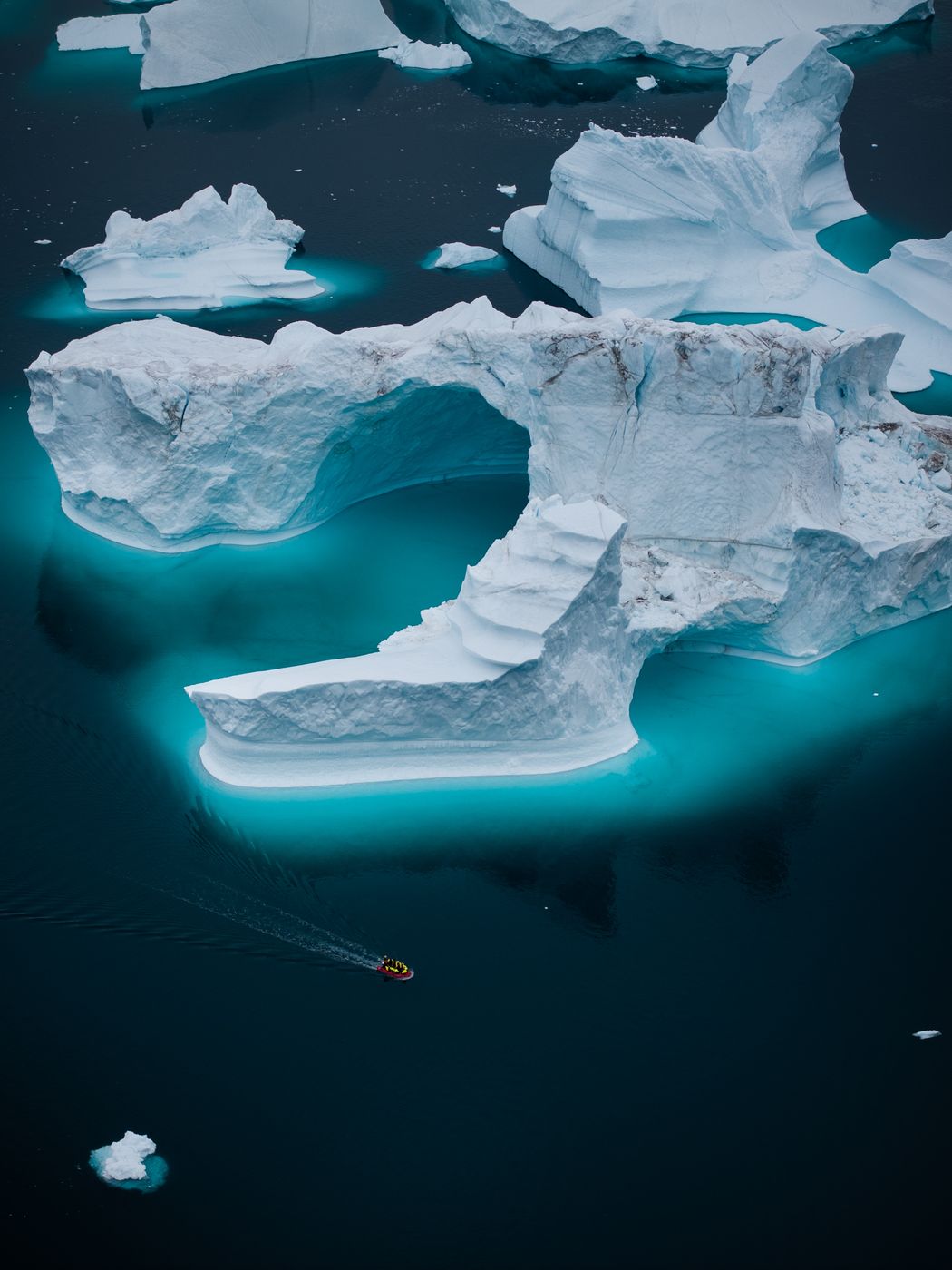 Røde Ø (Red Island) and iceberg graveyard, Scoresbysund, Greenland