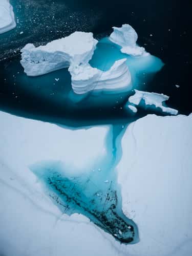 Røde Ø (Red Island) and iceberg graveyard, Scoresbysund