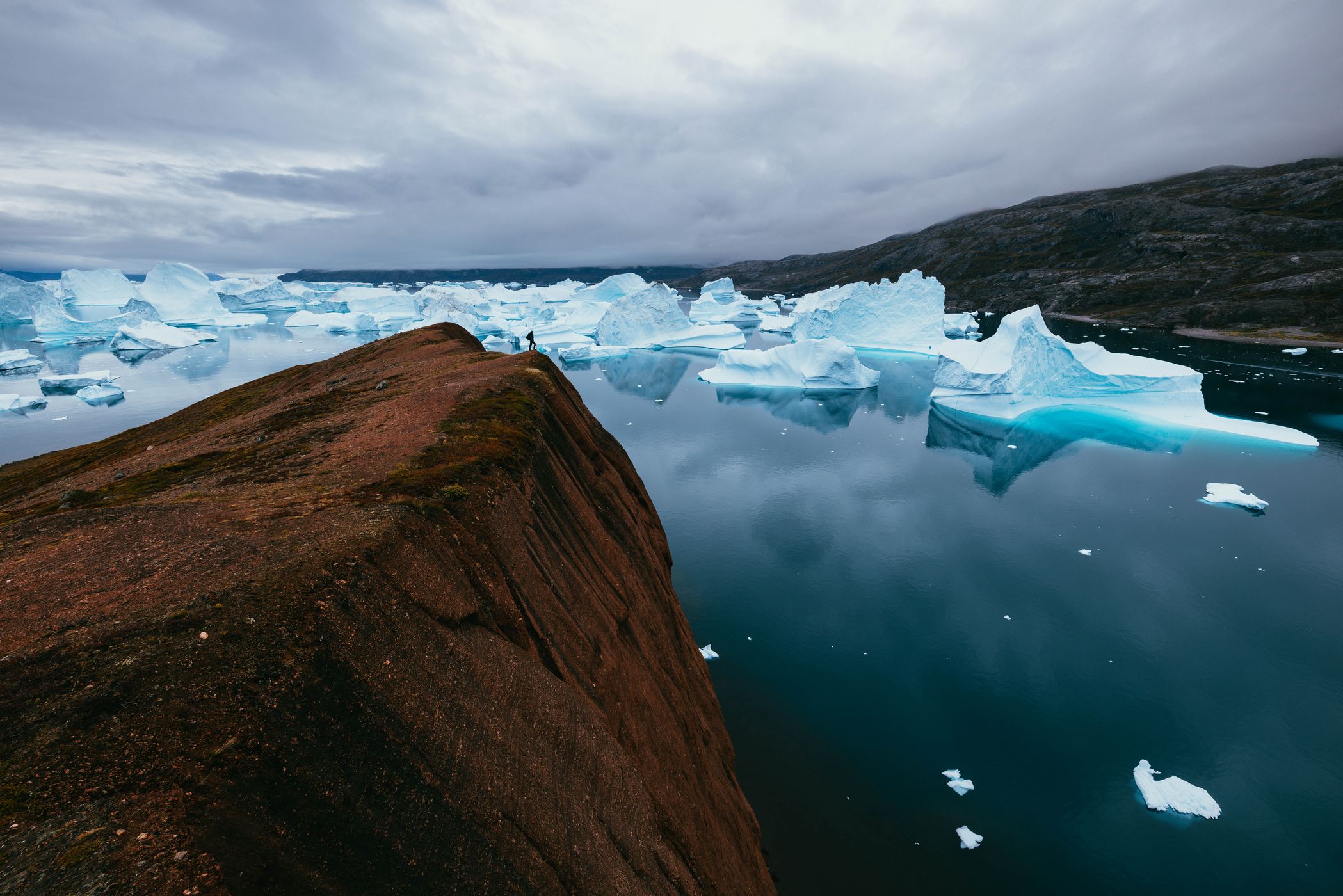 Røde Ø (Red Island) and iceberg graveyard, Scoresbysund, Greenland