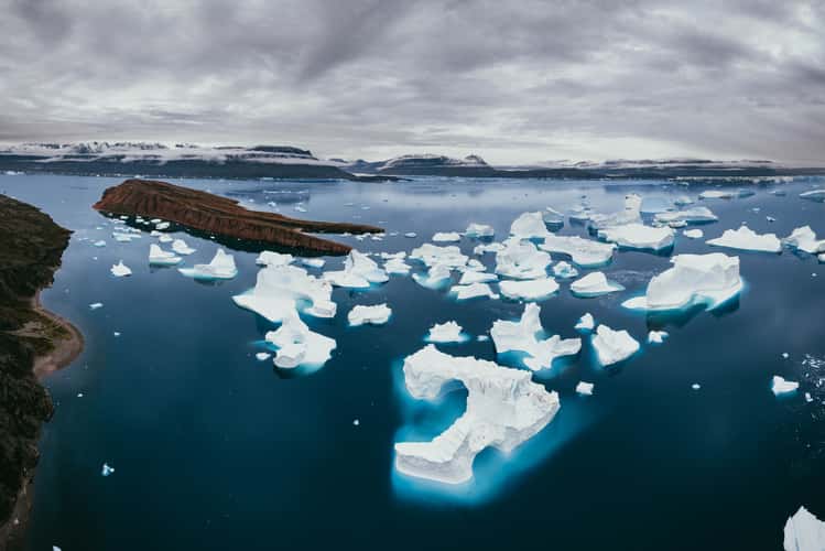 Røde Ø (Red Island) and iceberg graveyard, Scoresbysund