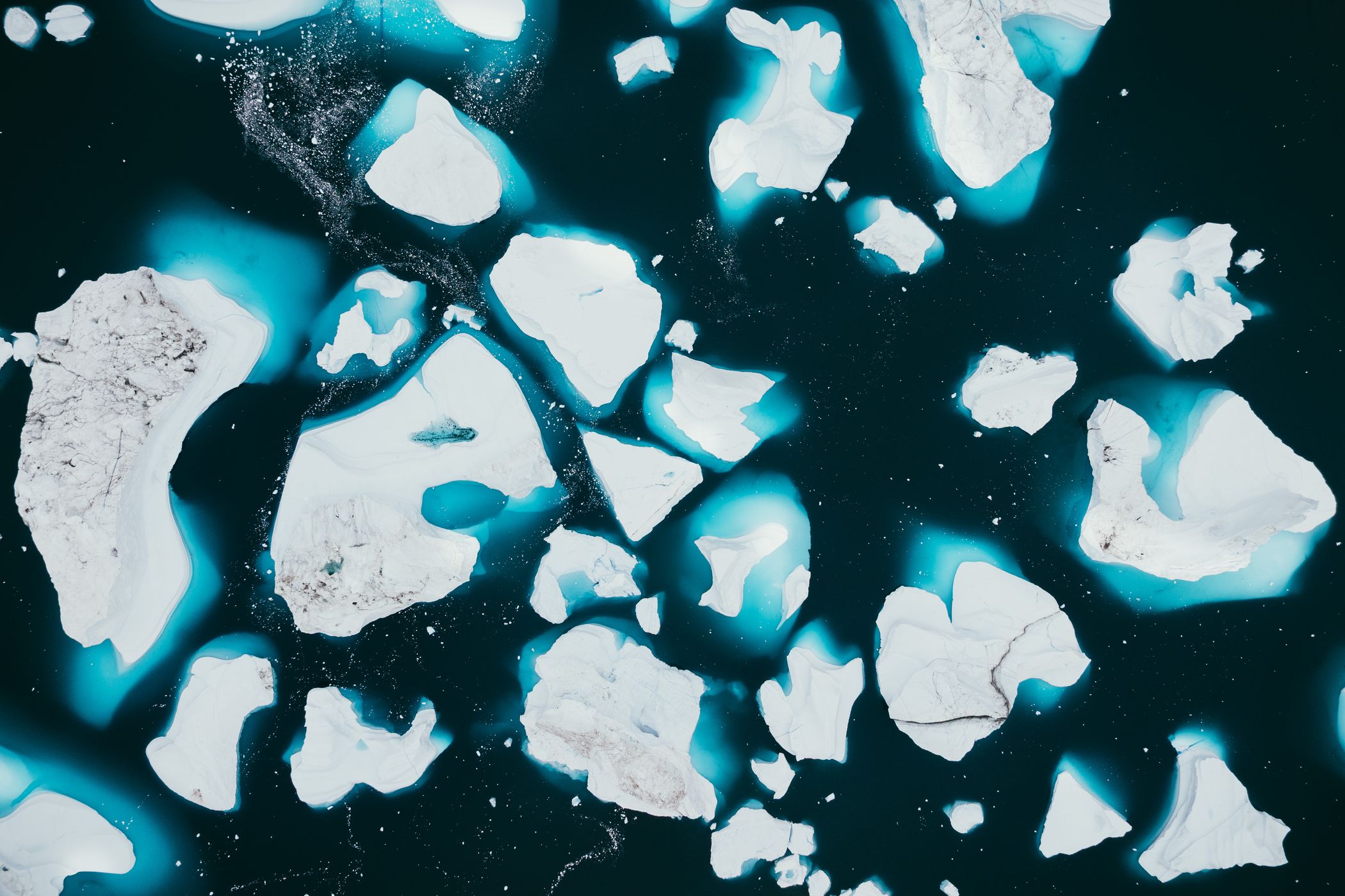 Røde Ø (Red Island) and iceberg graveyard, Scoresbysund, Greenland