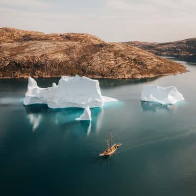 Sailing near Bear Islands, Scoresbysund, Greenland