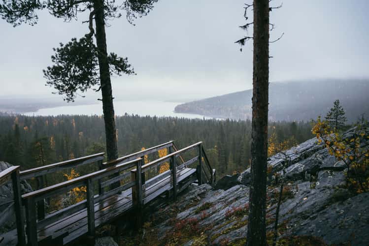 Stairs near Aittakuru Gorge, Pyhä-Luosto National Park
