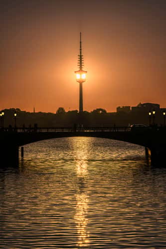 Sunset behind Heinrich-Hertz-Turm