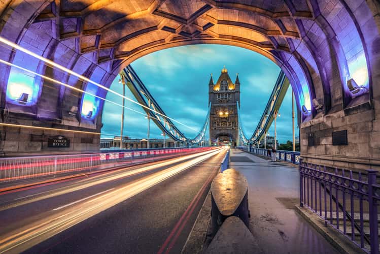 Traffic on the Tower Bridge, London