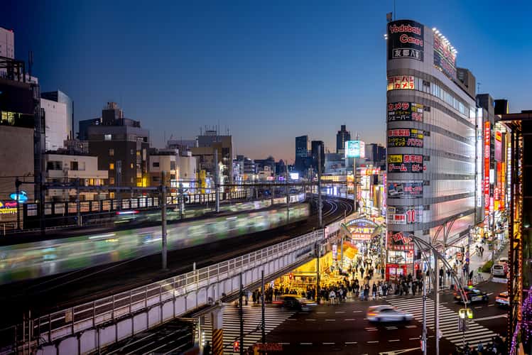 Ueno Station with view on Yodobashi