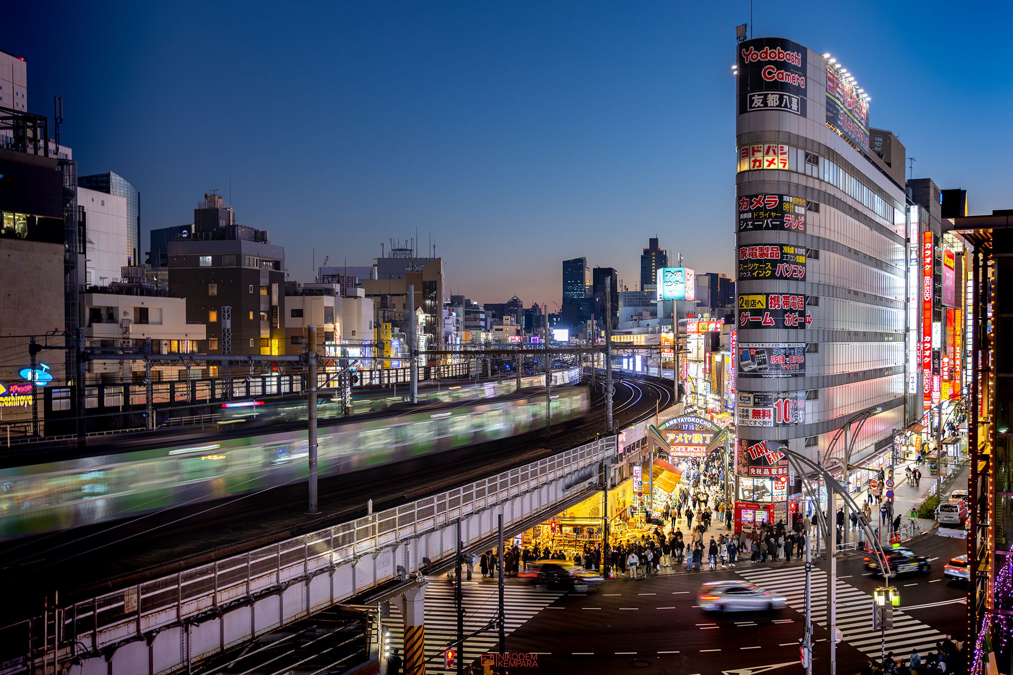 Ueno Station with view on Yodobashi, Japan