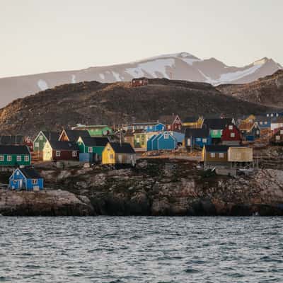 View from sailing boat to Ittoqqortoormiit, Scoresbysund, Greenland