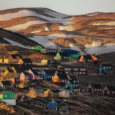 View from sailing boat to Ittoqqortoormiit, Scoresbysund, Greenland
