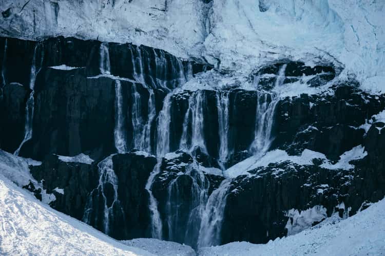 Waterfalls at Sol Glacier, Scoresbysund