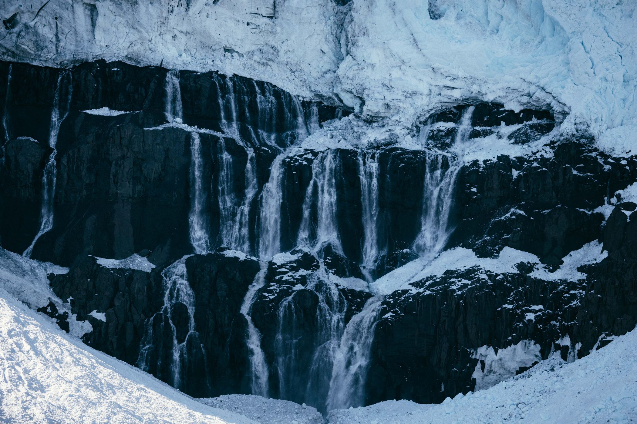 Waterfalls at Sol Glacier, Scoresbysund, Greenland