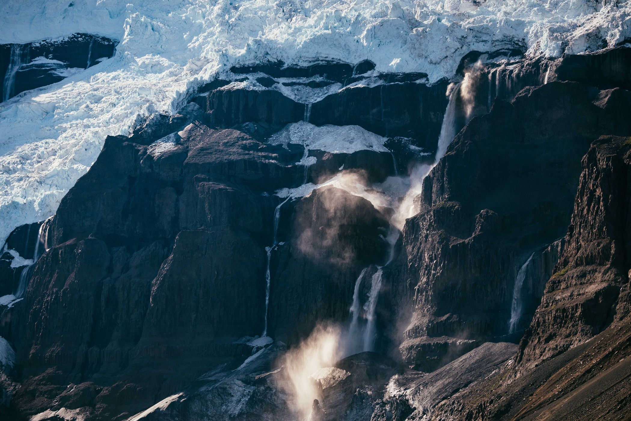 Waterfalls at Sol Glacier, Scoresbysund, Greenland