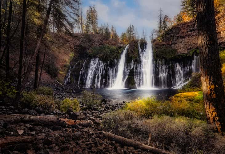 A close up view of Burney Falls