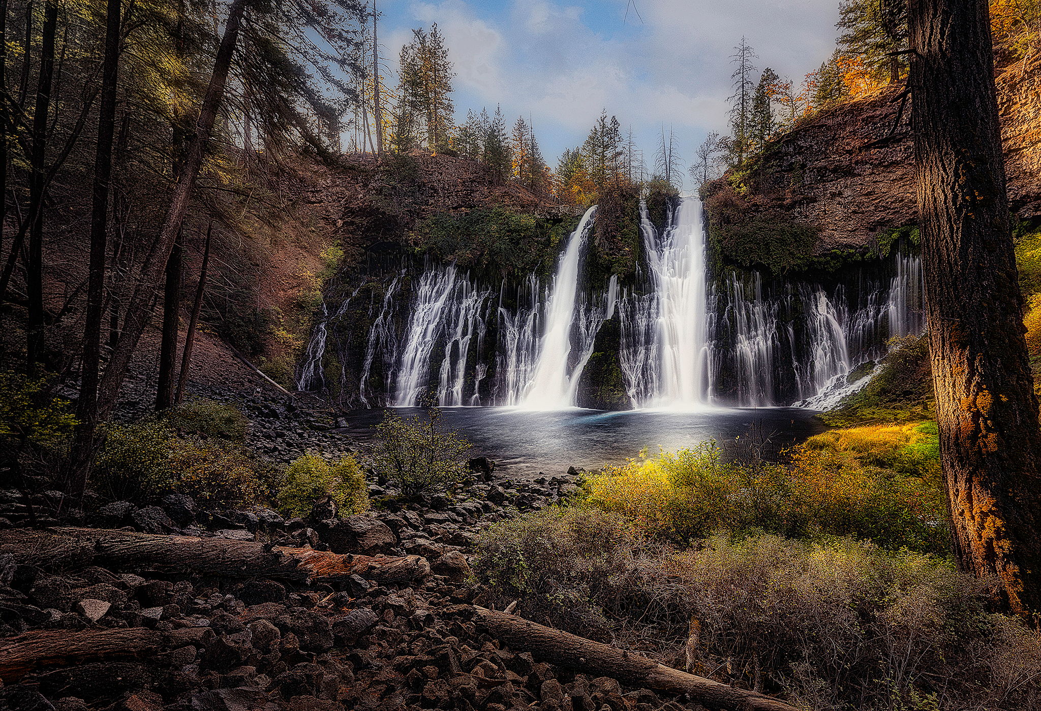 A close up view of Burney Falls, USA