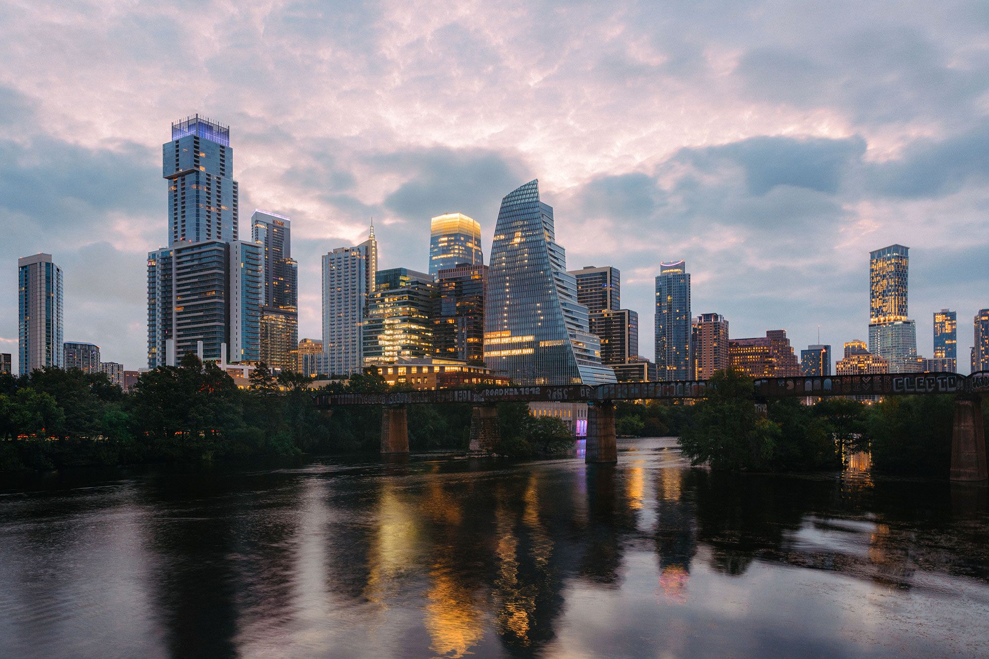 Austin Skyline from Pfluger Pedestrian Bridge, USA